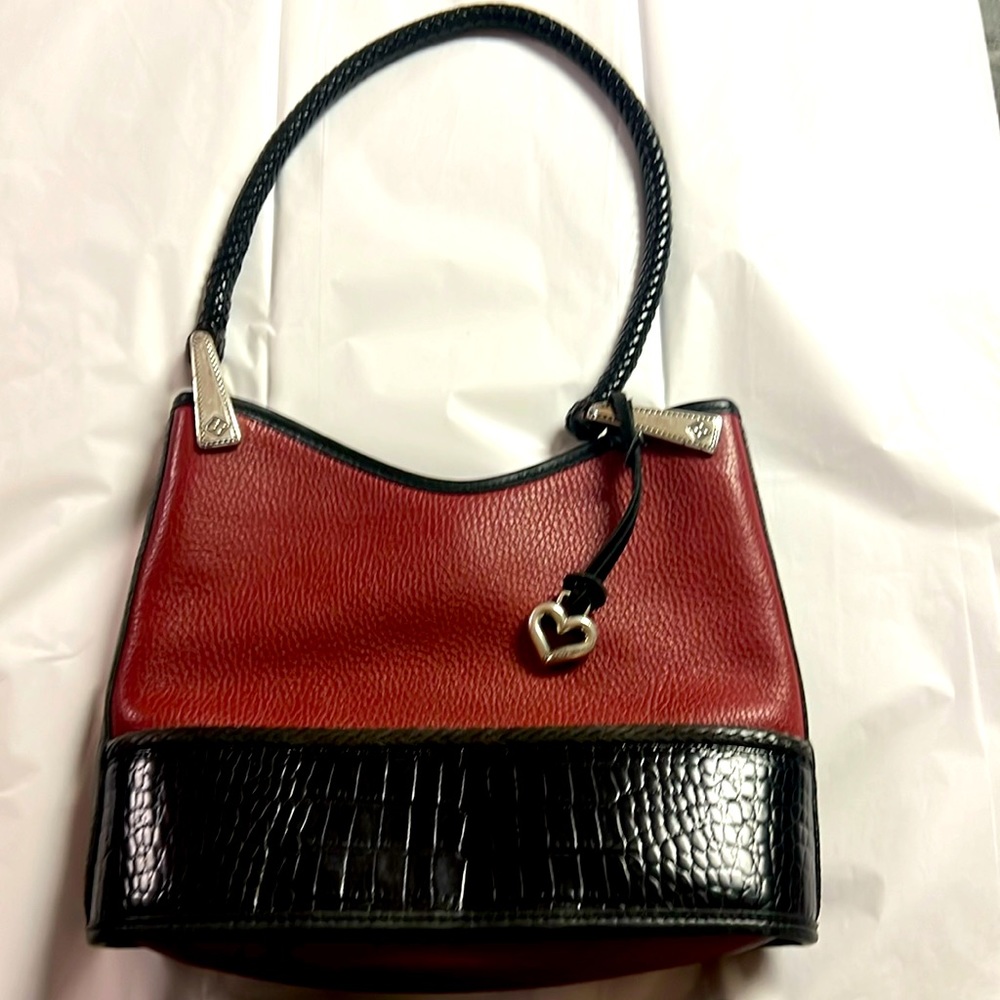 Brighton Red and Black Shoulder Bag with Heart Accent